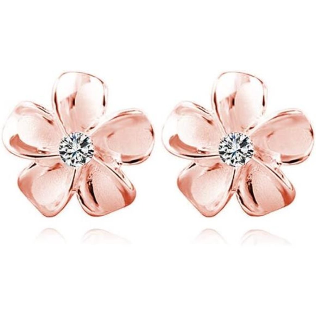 925 Sterling Silver Plumeria Flower Stud Earrings For Women Teens Trendy 45$